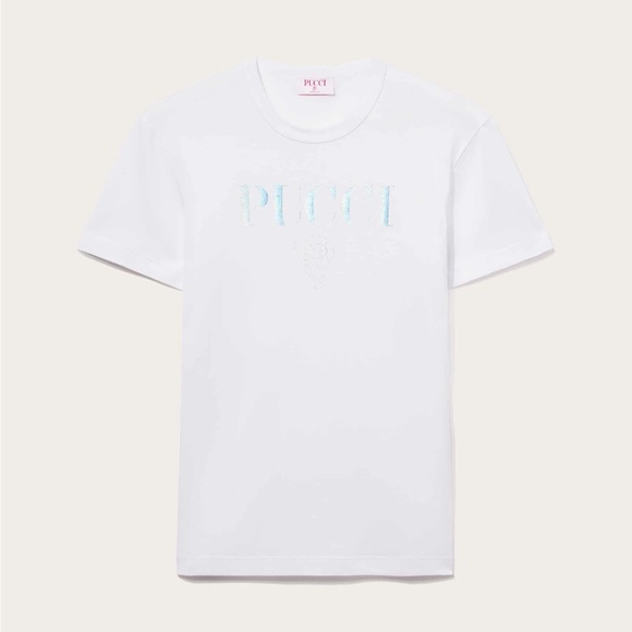 NEW PUCCI LOGO-PRINT COTTON T-SHIRT - Picture 2 of 7